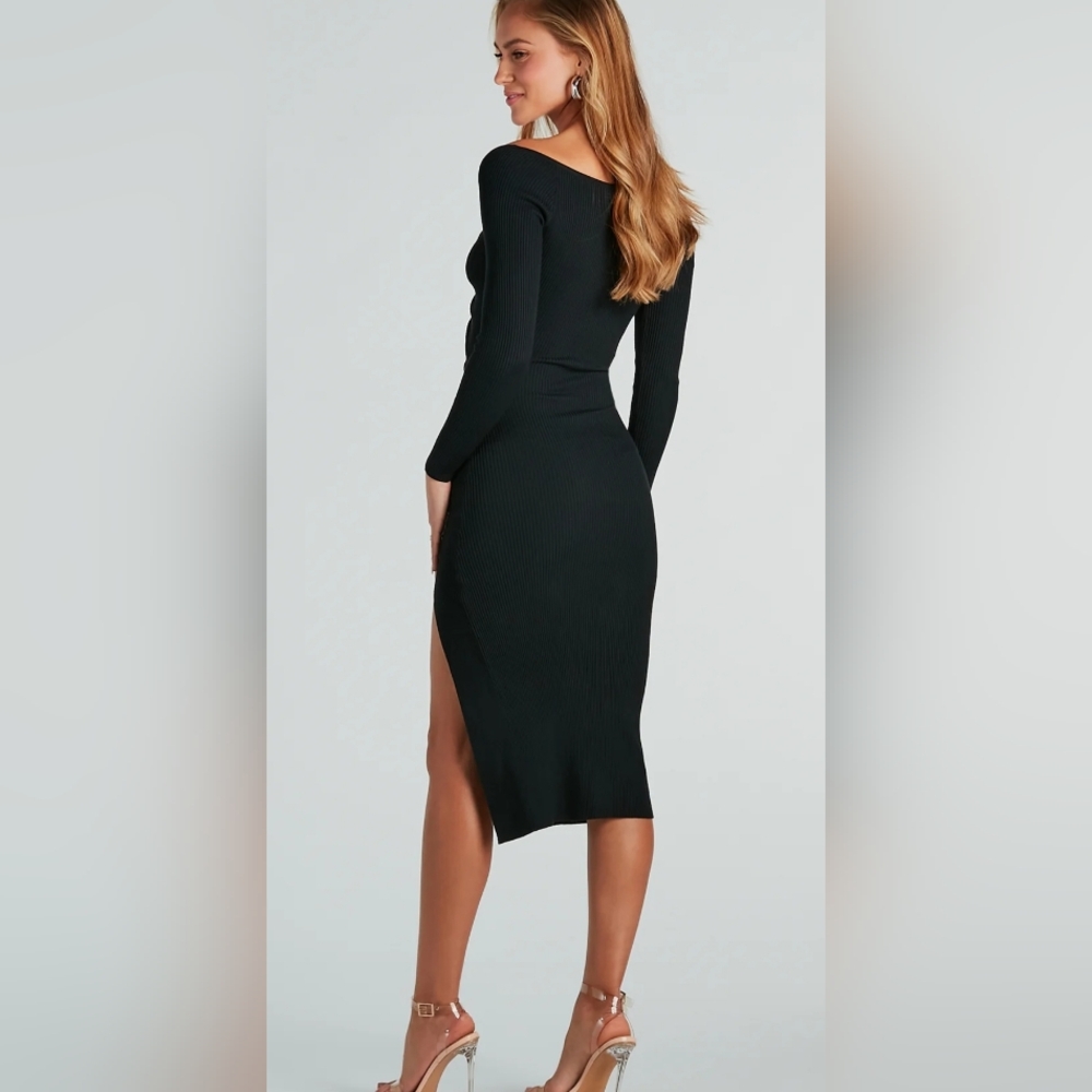 High Slit Midi Sweater Dress - Picture 4 of 4